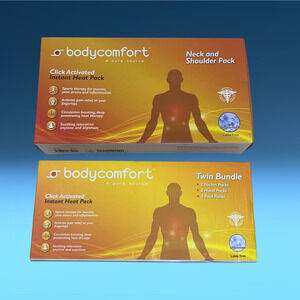 Lot 2 Body Comfort Instant Therapeutic Heat Packs Twin Bundle + Neck & Shoulder